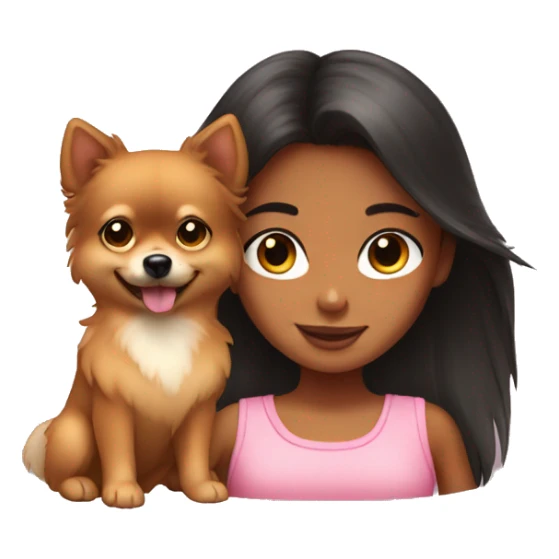 Young tanned girl with Pomeranian sticker