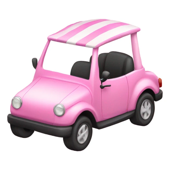 Pink golf car with striped scalloped top sticker