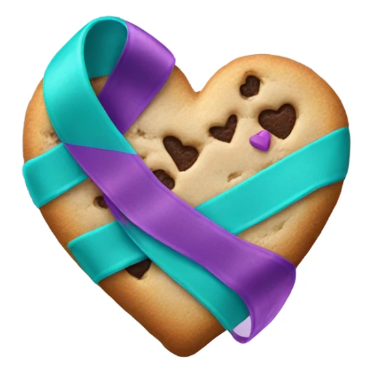 Cookie heart with purple teal awareness support ribbon sticker