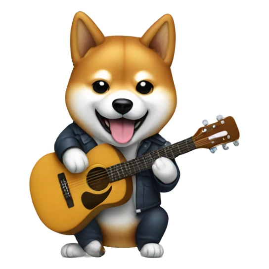 Shiba Inu dog playing guitar sticker