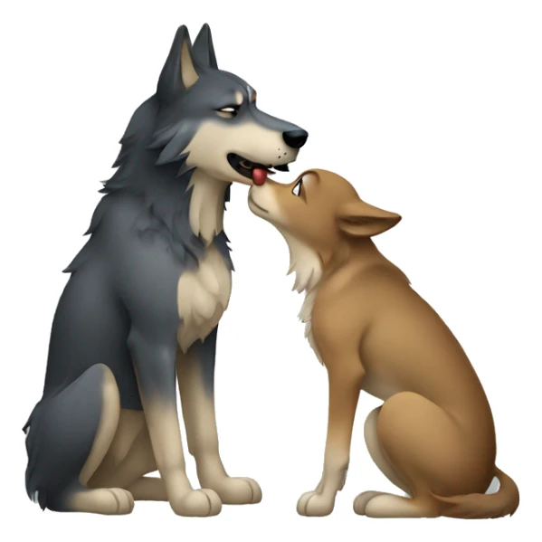 Dog kissing a wolf sticker