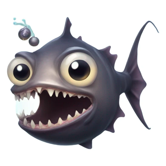 Anglerfish with glowing lure, sharp teeth, and big eyes. sticker