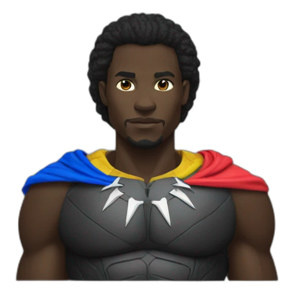 Black panther hero with Central African Republic flag color sticker