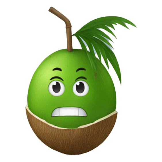 Only a green coconut with a straw, without any leaves sticker