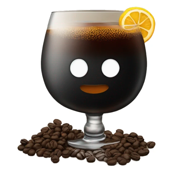Black cocktail with coffee beans on the side. no garnish. whiskey glass sticker
