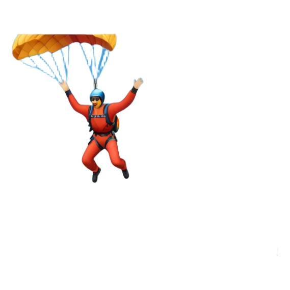 A base jumper soaring through the sky, with a parachute deployed, gliding over a dramatic cliffside or tall building. The background showcases a vast landscape below, with clouds and open skies, emphasizing the adrenaline and freedom of the sport sticker