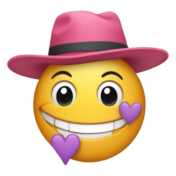 Heart wearing A cute Aesthetic hat And a smile face sticker