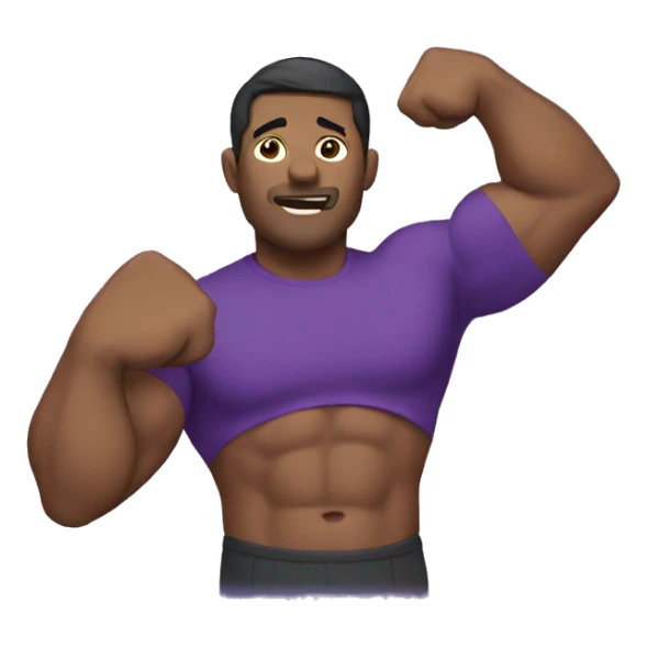 man flexing with purple shirt on sticker