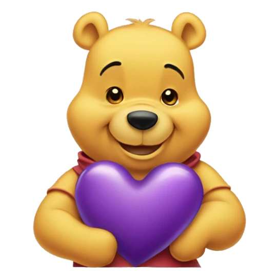 winnie the pooh holding a purple heart sticker