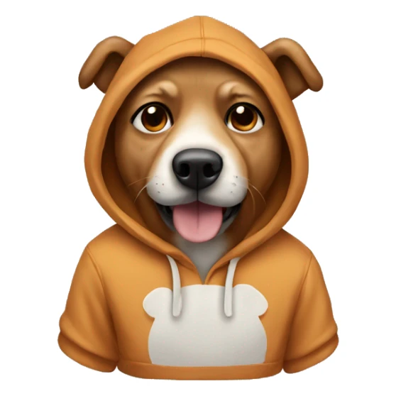Dog wearing a bear hoodie sticker