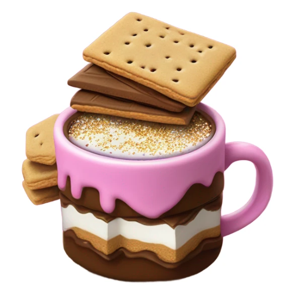 S’more’s with hot pink chocolate and glitter  sticker