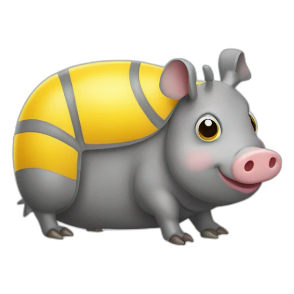 Gray pig armadillo cow centipede insect with yellow duck face sticker