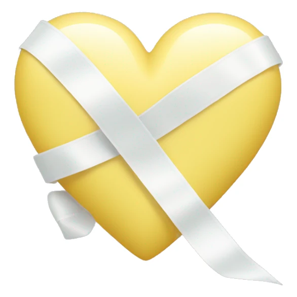 Pastel Yellow heart with a white ribbon sticker