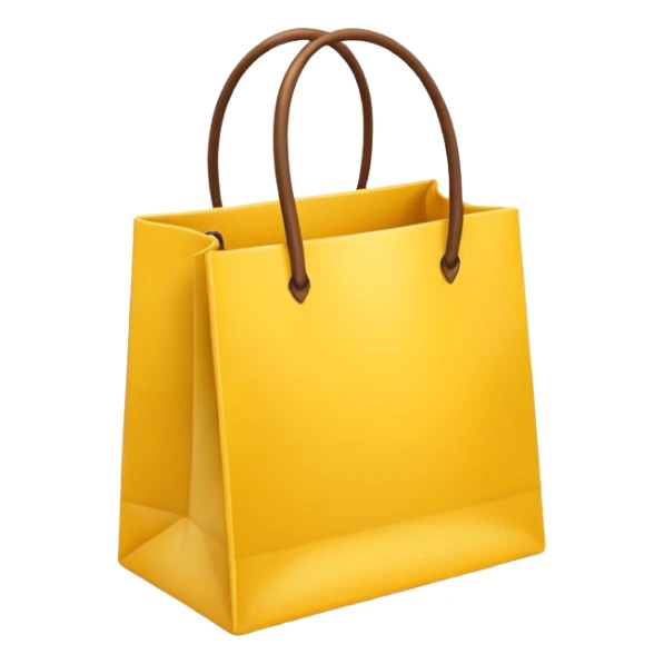 Flat emoji of the yellow shopping bag.
Keep original shape, remove text.
Apple-style, simple and clean.
Transparent background. sticker