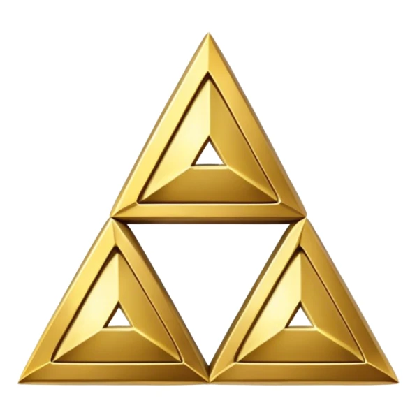 Triforce symbol from Legend of Zelda, three golden triangles arranged in a triangle sticker
