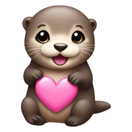 baby otter with a pink heart sticker