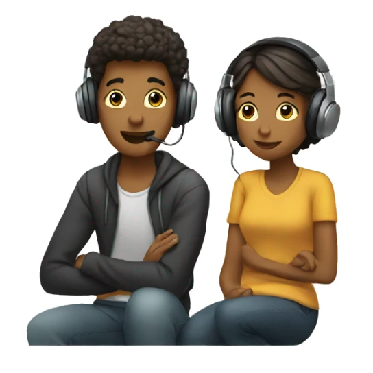 two people listening to music sticker