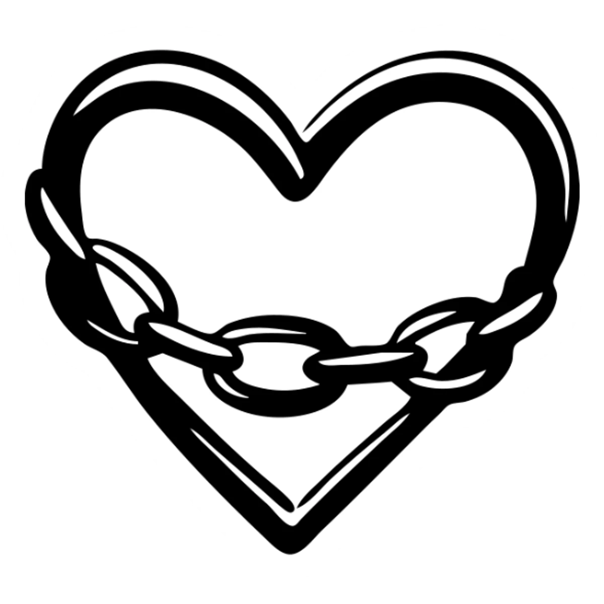 A heart with a chain wrapped around it or attached to it sticker