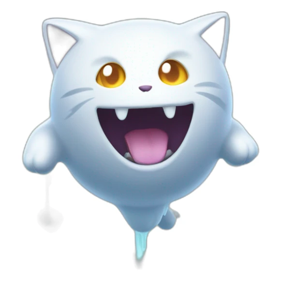 spooky cartoon ghost kitty like pokemon floating in the air sticker