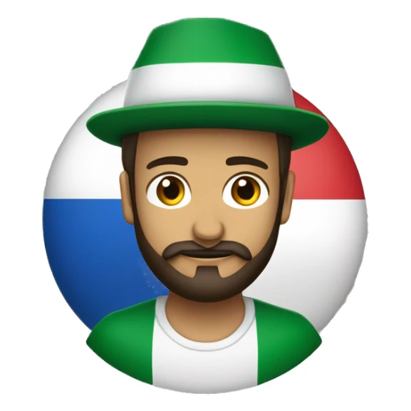 Italien costaud sans lunette avec une grosse barbe qui joue de la basse et porte une casquette noire avec le drapeau italien  sticker
