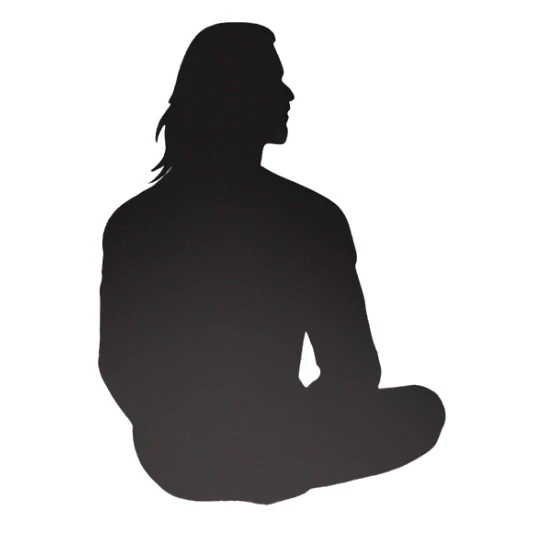 silhouette of a man sitting with long hair sticker