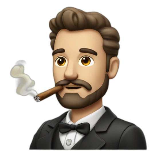 Men in the 50's built with a short and nice  beard smoking a cigar sticker