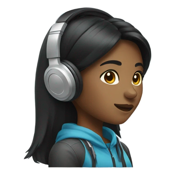 black hair girl with gaming headset sticker