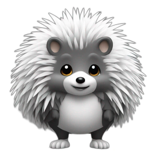 Hedgehog black and white quills one black ear one white ear full body sticker