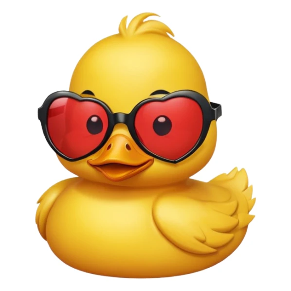Make a frame emoji and inside it is a  yellow duck wearing red heart sunnies and the background is sky or anything blue make it like this 🌇 but what I described inside  sticker