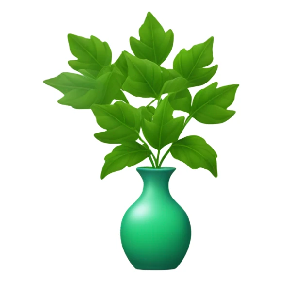 emoji holding green leafs in a vase sticker