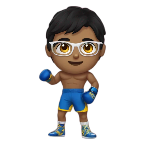 Boy Sri lankan MMA fighter with glases black hair sticker