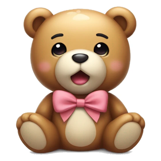 Kawaii Teddy bear, wearing bow , breathing out visible air sticker