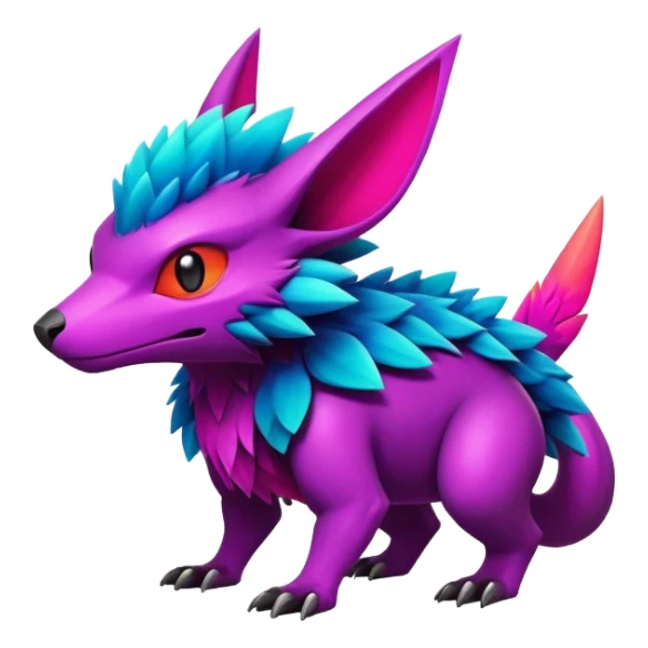 Dark bright neon colorful edgy exotic Fakémon-Pokémon-Vernid-creature sticker