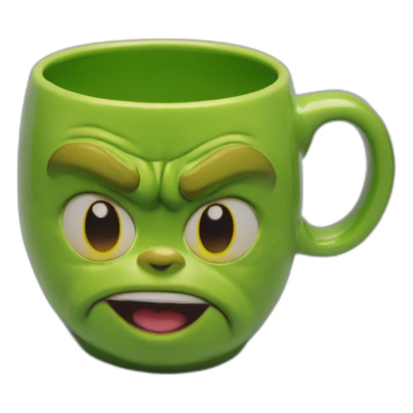 Grinch face shaped mug yellow eyes sticker