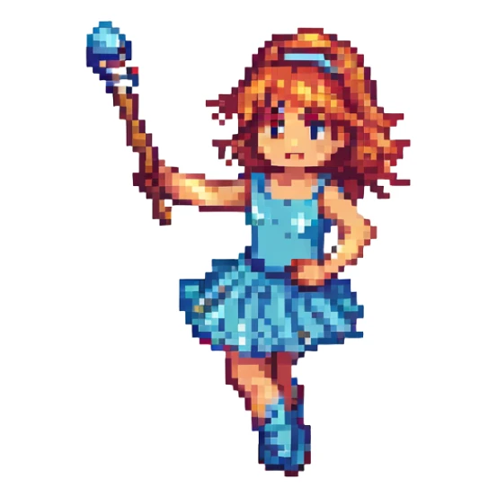 baton de twirling, retro and fun pixel art style sticker