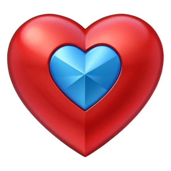 A geometric red 3D heart with a geometric blue star inside sticker