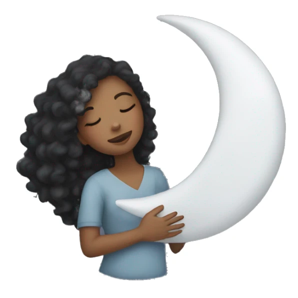 mixed girl hugging moon sticker