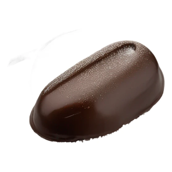 chocolate quenelle on plate with salt flakes sprinkled on top sticker