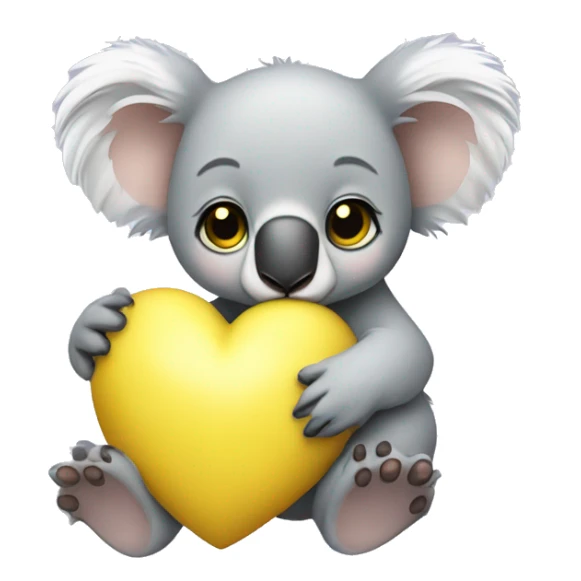 Baby koala with yellow heart in its paws sticker