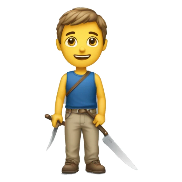 En garçon qui court avec le couteau sticker