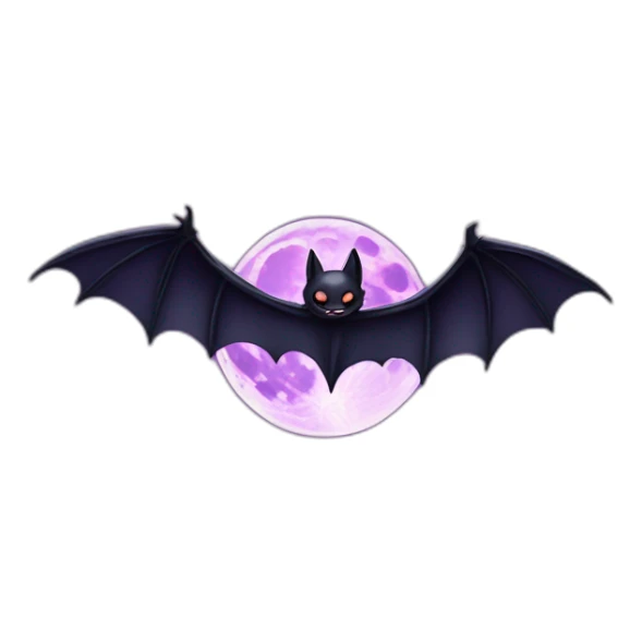 realistic full moon dripping purple behind with vampire bat wings flying in front sticker