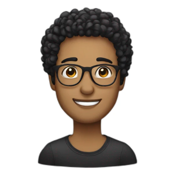 haker with glasses and black curly hair sticker