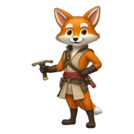 Renard aventurier avec un katana sticker