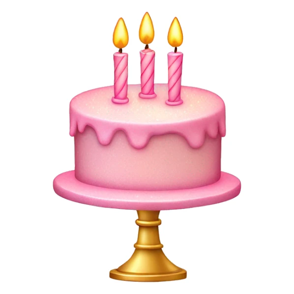 Sparkly light pink two tier birthday cake with candles sticker