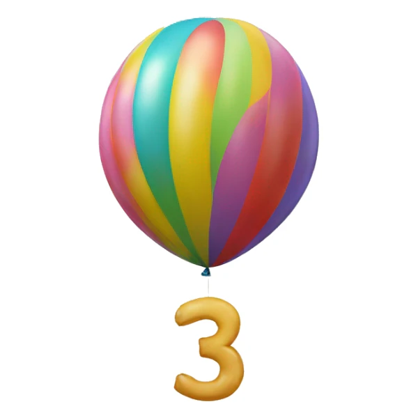 balloon in the shape of 3 sticker