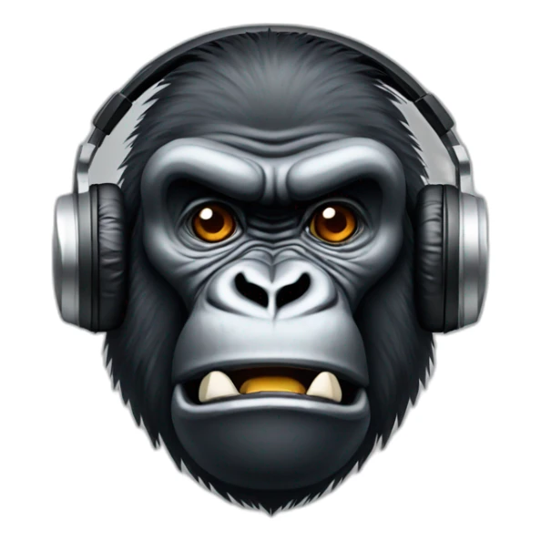 angry gorilla with headhphones sticker