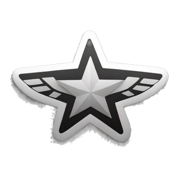 pilot wing with star in the middle, black and white sticker