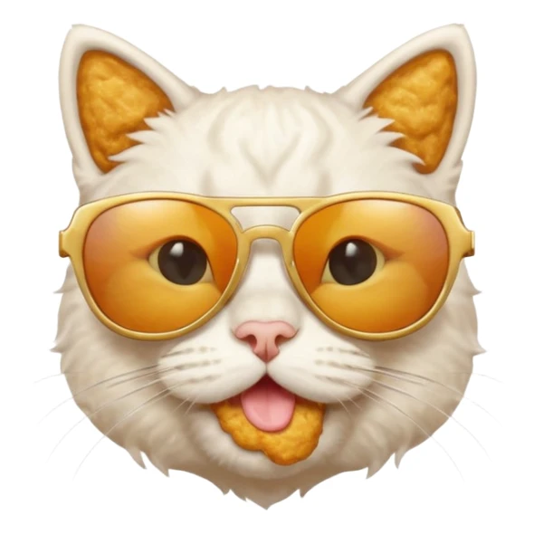 White Cat with sun glasses and this cat is made from nugget sticker