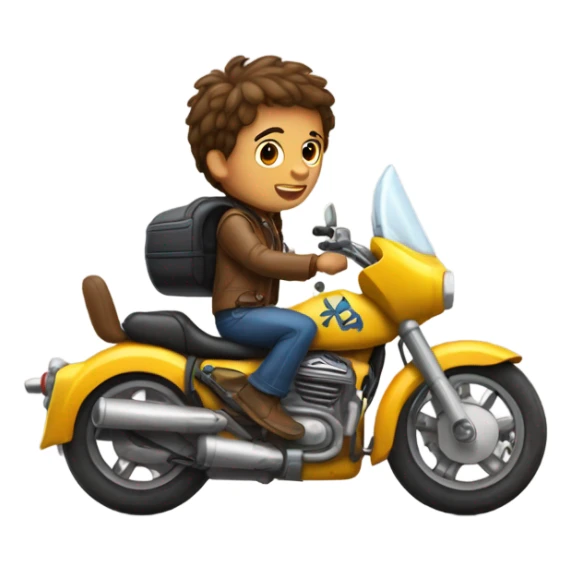 Niño con cabeza de perro en una moto sticker