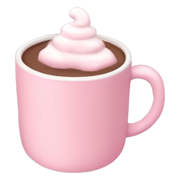 Aesthetic hot chocolate in light pink cup marshmallow  sticker